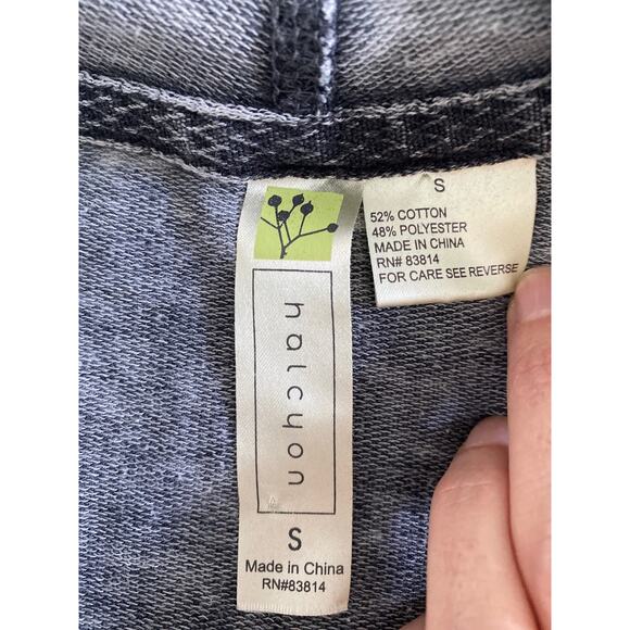Halcyon Gray Open Front Cardi Sweatshirt Acid Wash Sz S - Picture 5 of 8